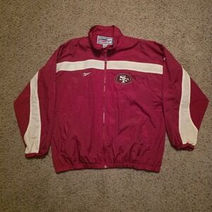 Vintage Reebok NFL Pro Line San Francisco 49ers Windbreaker Jacket Red Mens 2XL